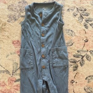 Carter's Denim Blue Button-Up Jumpsuit